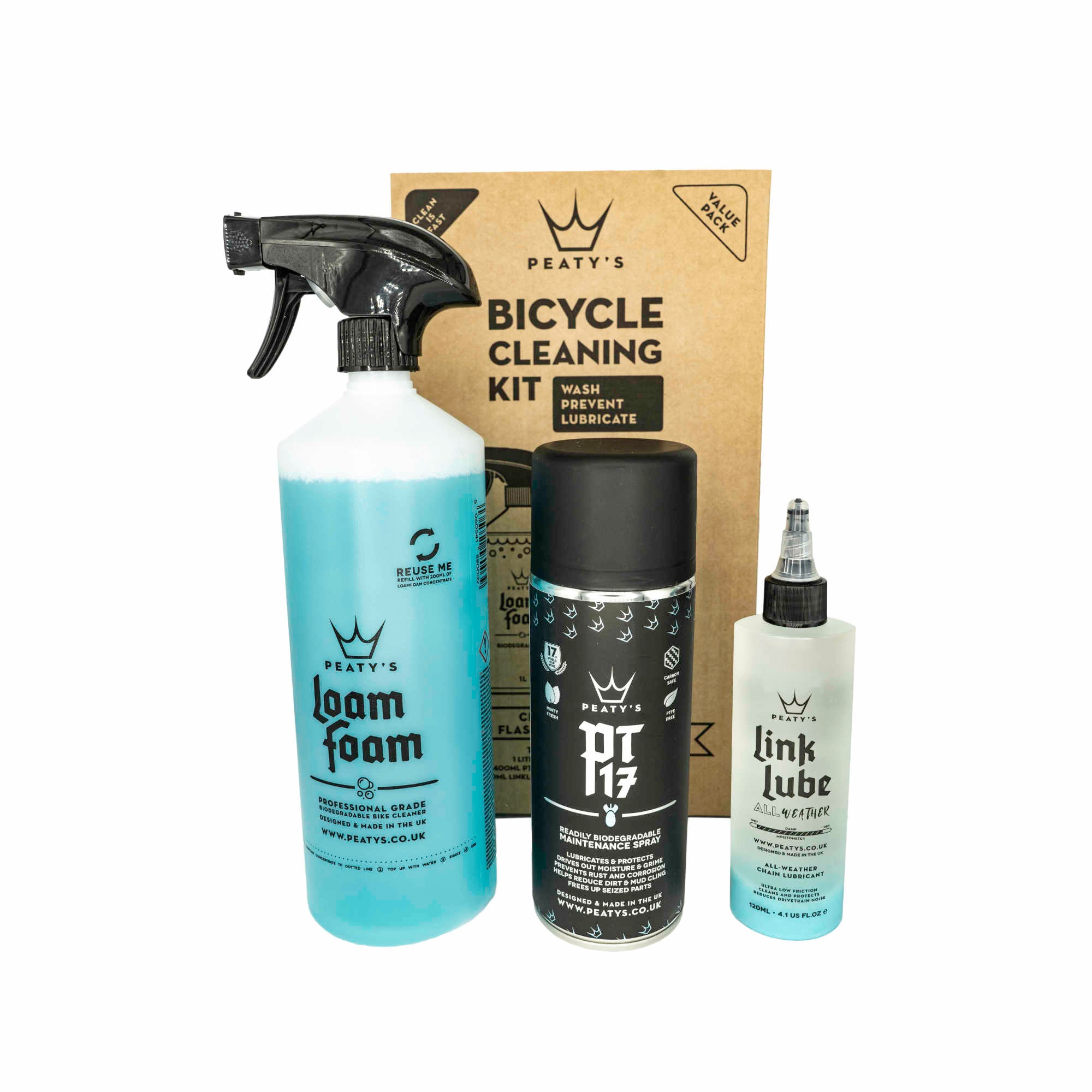 Peaty’s Wash, Prevent and Lubricate Cleaning Kit Bike Works Co.